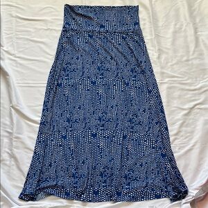 LuLaRoe Navy Blue & White Dot Maxi Skirt